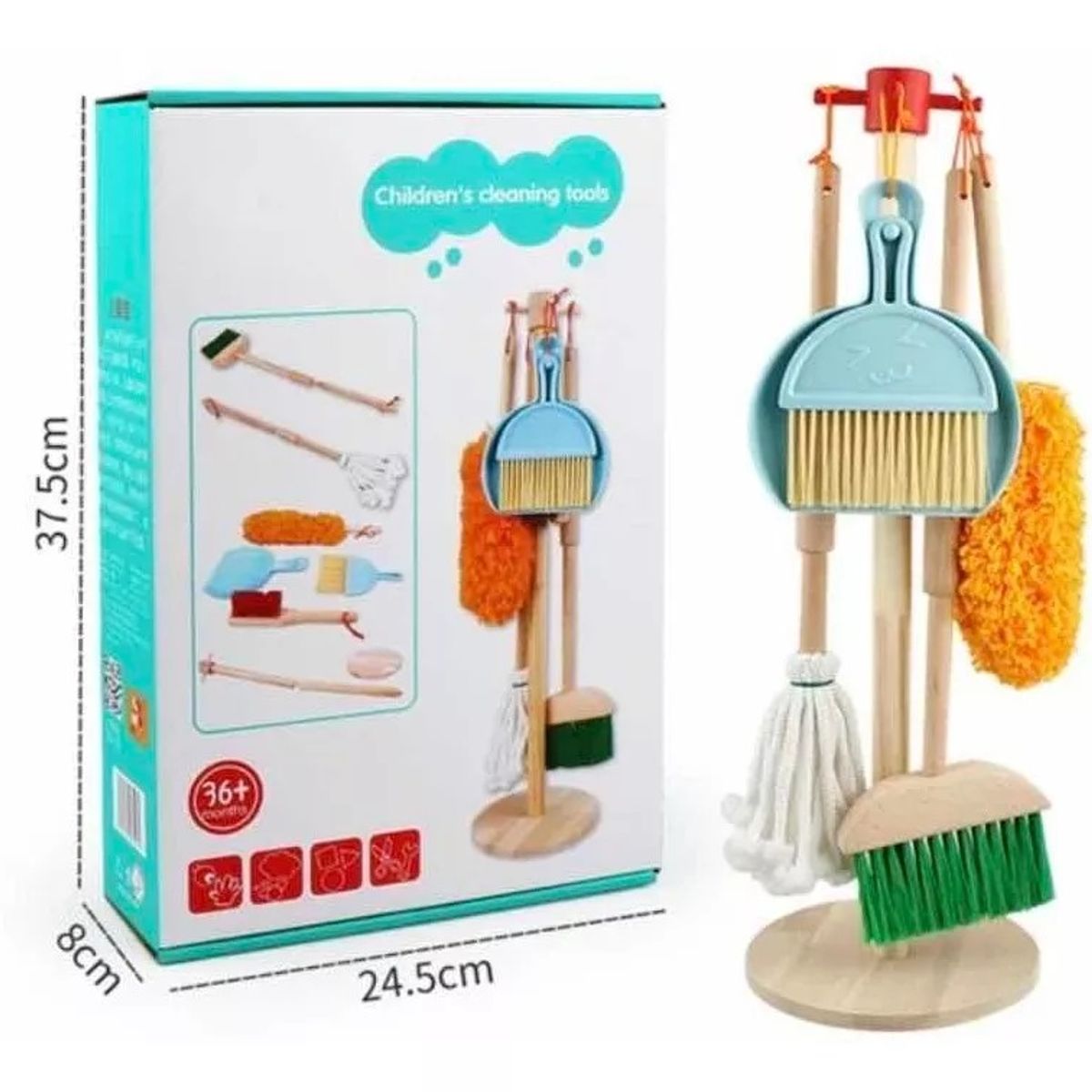 GENERICO - Juguete Set De Aseo Y Limpieza Para Niños En Madera 6pzas