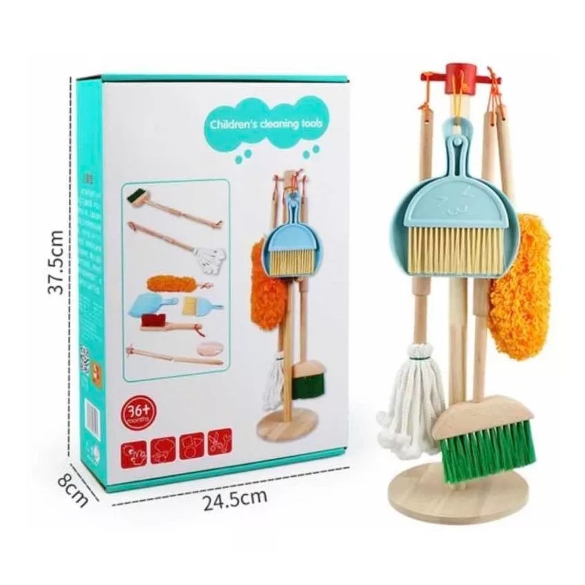 GENERICO - Juguete Set De Aseo Y Limpieza Para Niños En Madera 6pzas