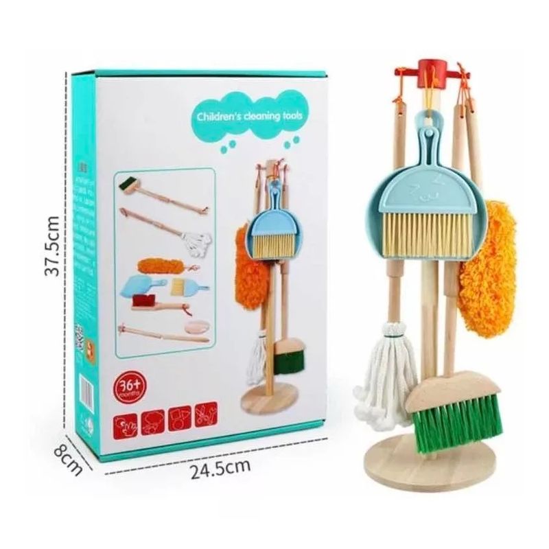 GENERICO - Juguete Set De Aseo Y Limpieza Para Niños En Madera 6pzas