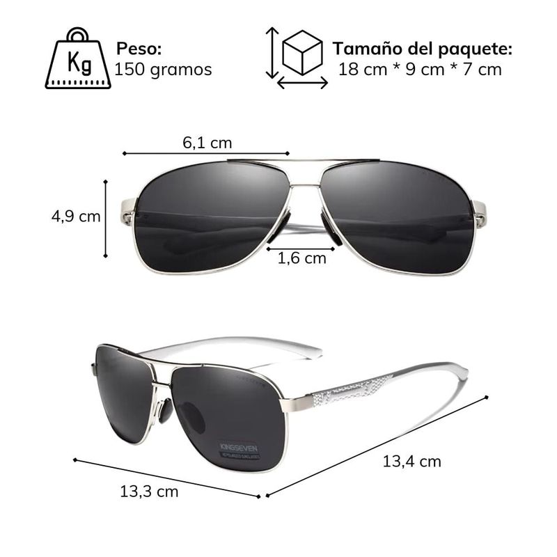 GENERICO - GafasLentes Polarizados Kingseven Anteojos N7188 Silver Gray
