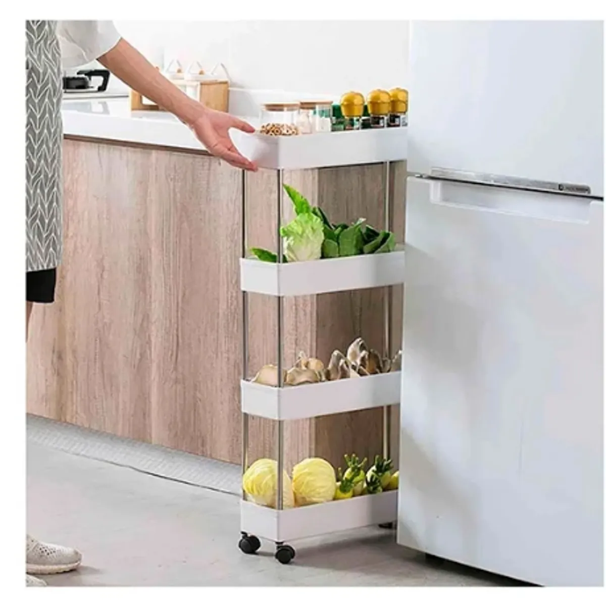 DEWINNER - Estante Organizador de cocina 4 Niveles con Ruedas