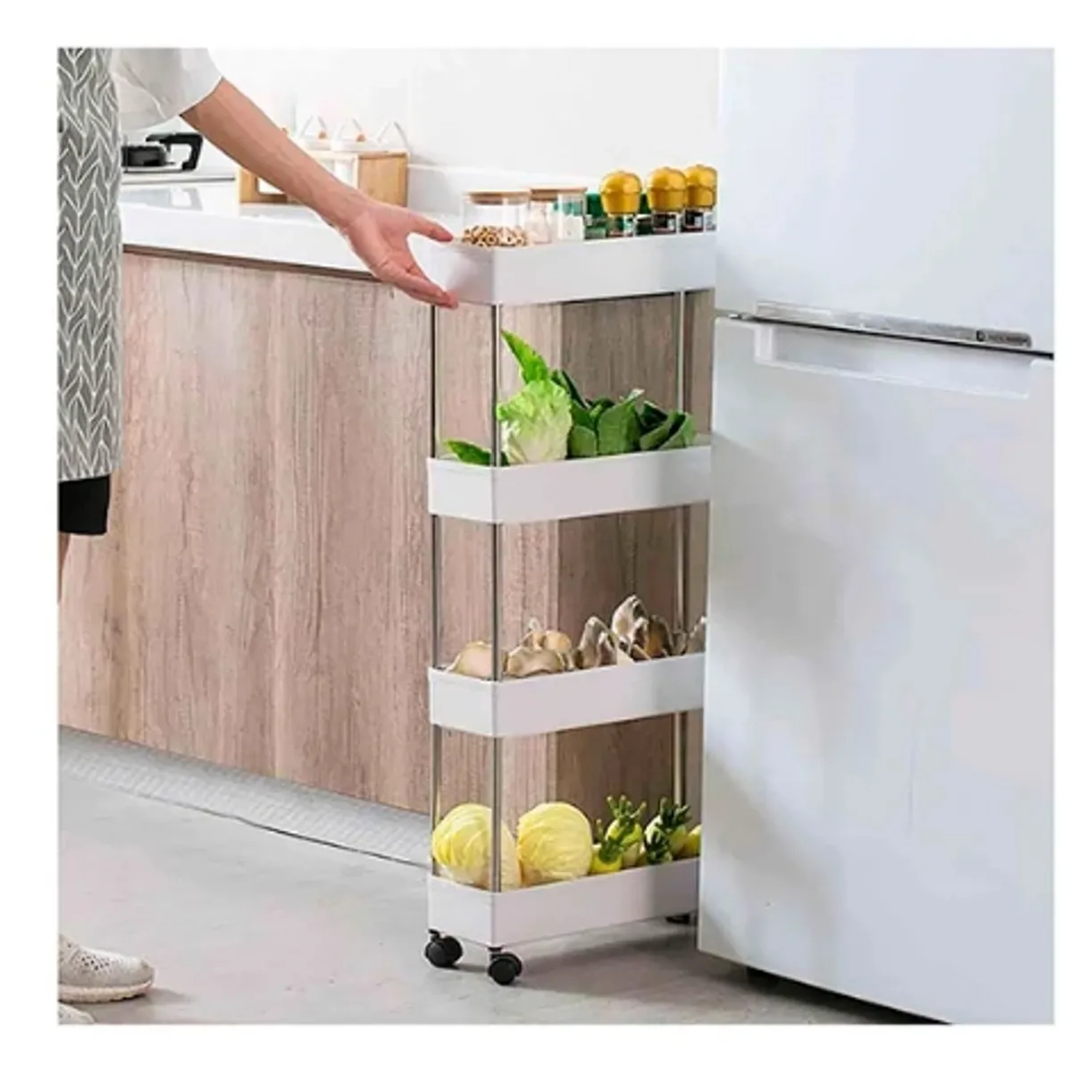 DEWINNER - Estante Organizador de cocina 4 Niveles con Ruedas