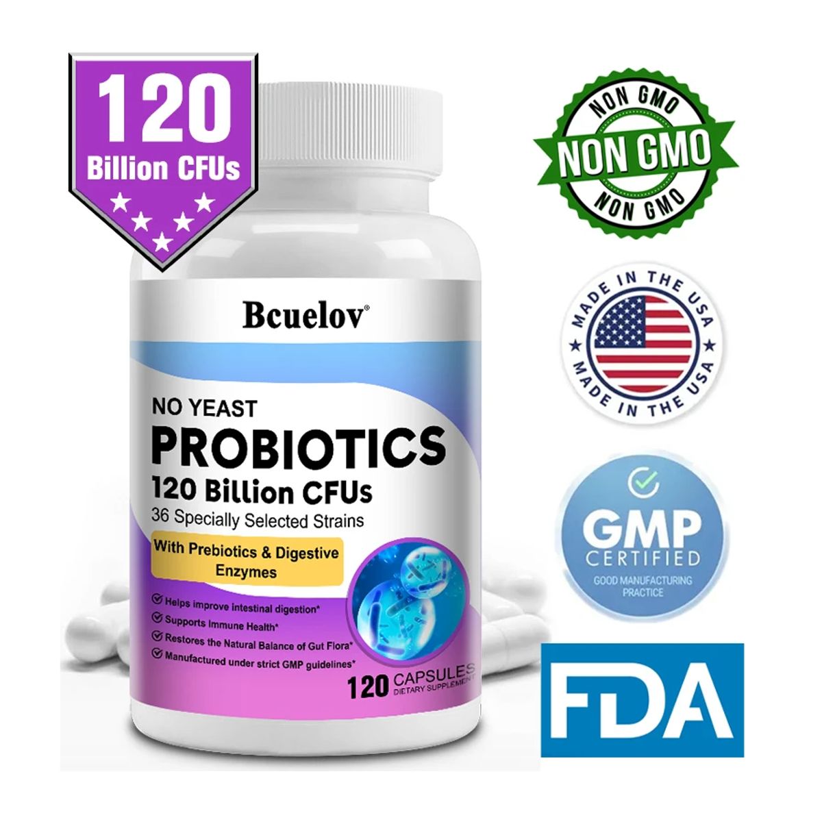 GENERICO - Bcuelov Probiotix Probioticos High Potency 120b Cfu 120 Caps