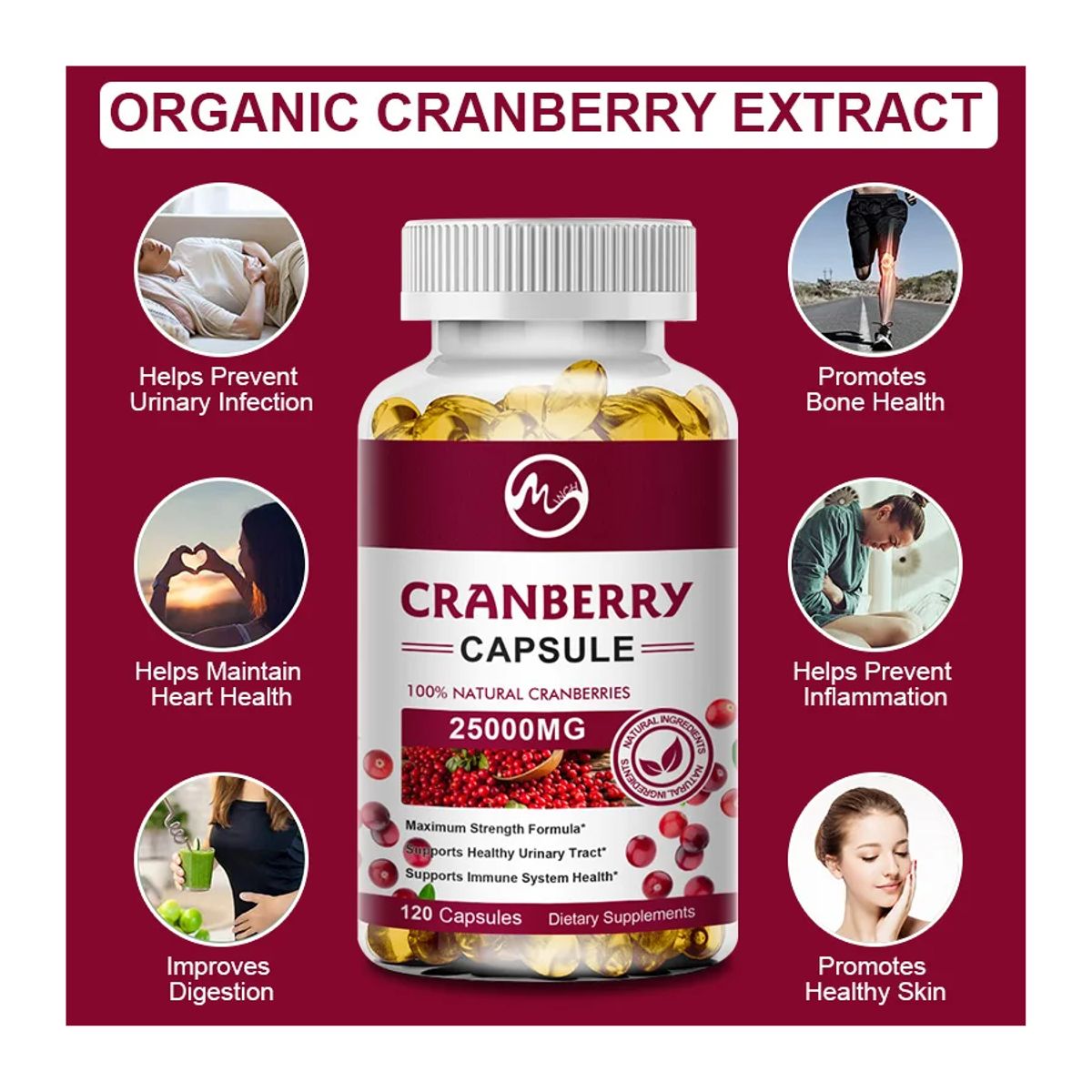 GENERICO - Cranberry Arandano Rojo 25000mg Para Infecciones Urinarias