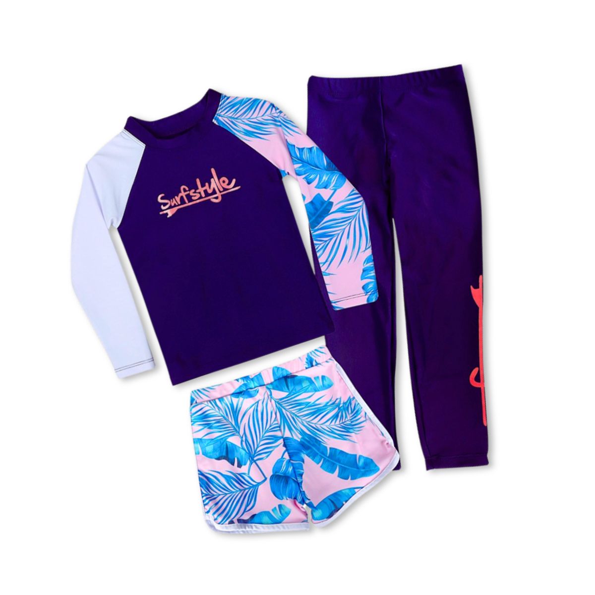 JUMP KIDS - Traje de Baño de Tres piezas Manga Larga Niña 7 a 10 años