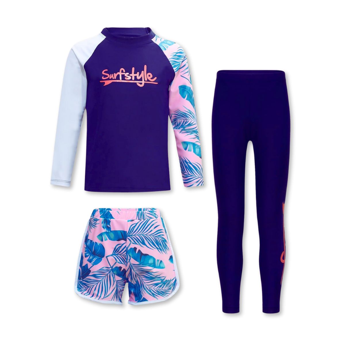 JUMP KIDS - Traje de Baño de Tres piezas Manga Larga Niña 7 a 10 años