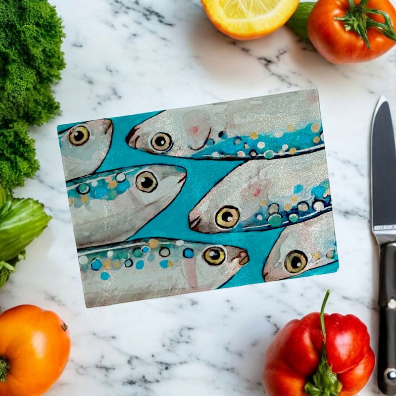 GENERICO - Tabla de cocina 20 x 28 cm Peces T79-S