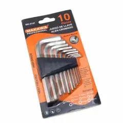GENERICO - Set Juego Llave Allen Cromado 10 Piezas Makawa