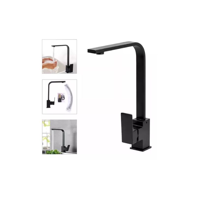 GENERICO - Llave Monomando Lavaplato Acero Inoxidable Negro Mate 304