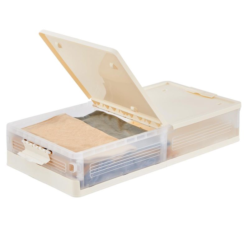 EVERSO - Caja Organizadora De Ropa Bajo Cama Doble Tapa Con Ruedas