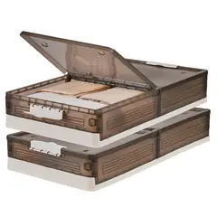 EVERSO - Caja Organizador De Ropa Con Ruedas Bajo Cama Multiuso X2