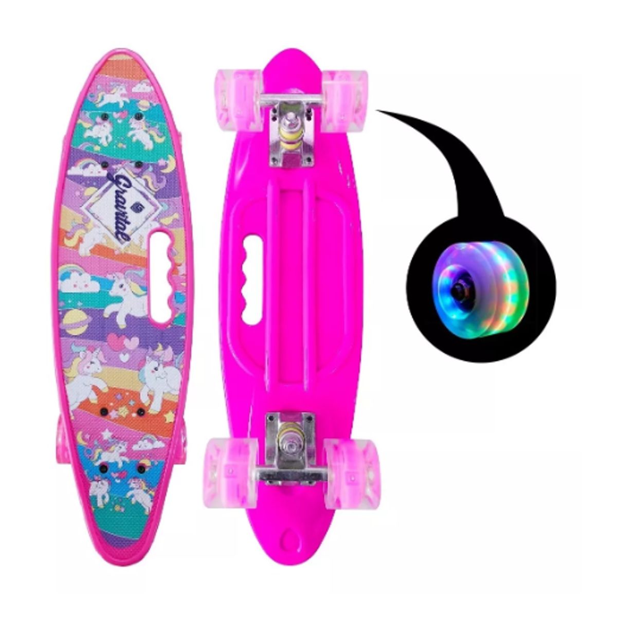 GENERICO - Skate Penny Cruiser Patineta Pink Flowers Ruedas Led Niños