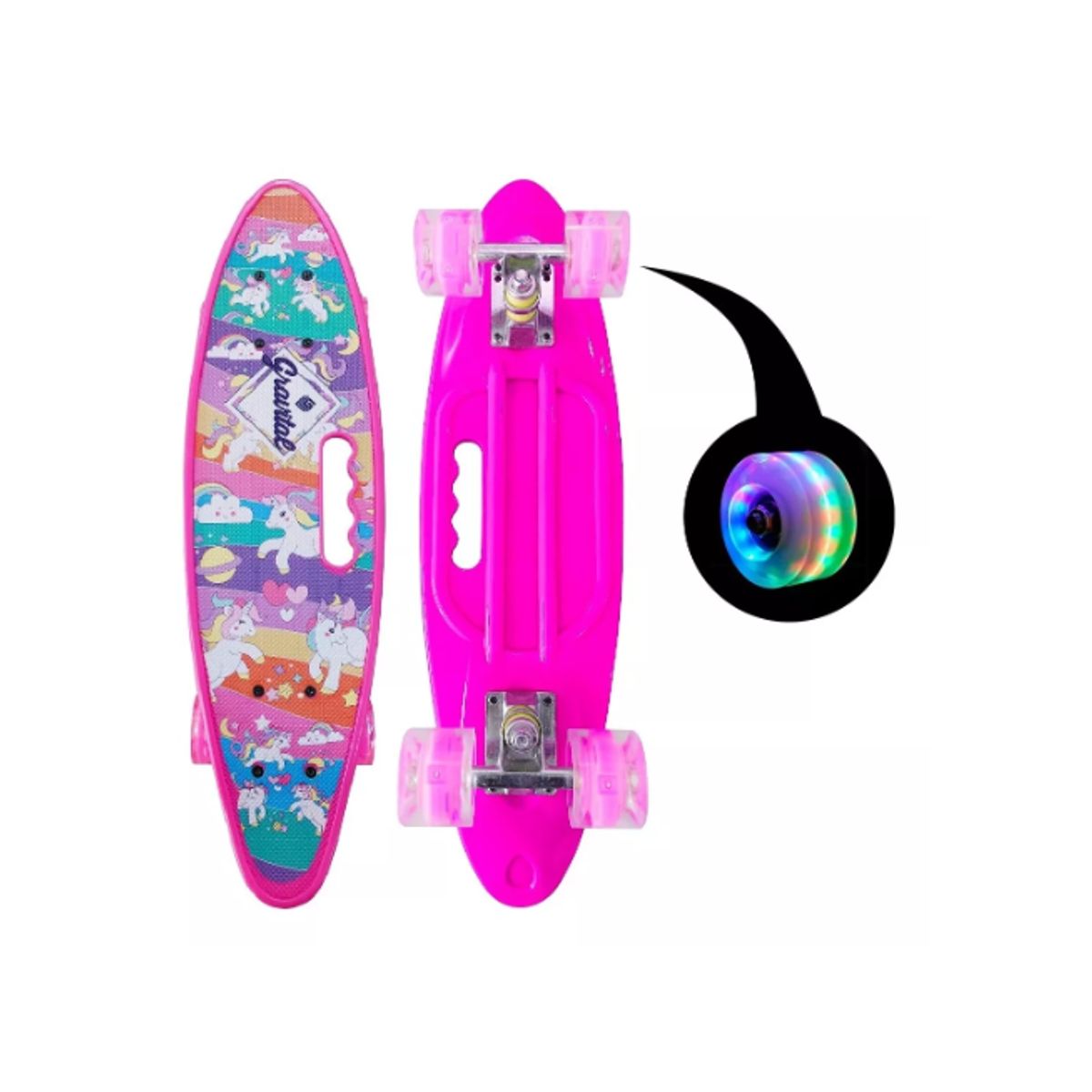 GENERICO - Skate Penny Cruiser Patineta Pink Flowers Ruedas Led Niños