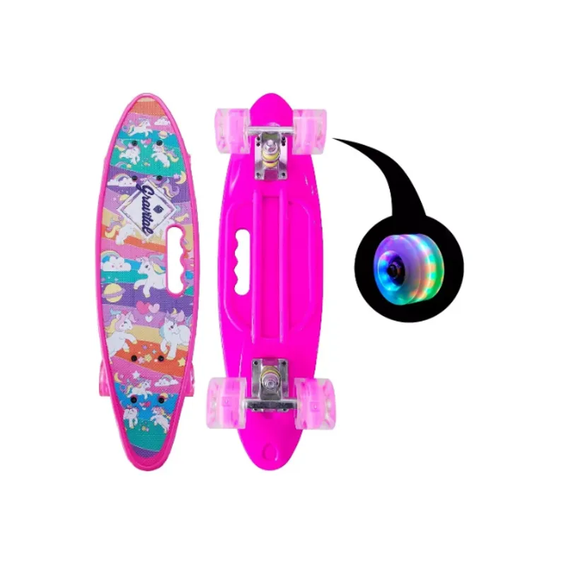 GENERICO - Skate Penny Cruiser Patineta Pink Flowers Ruedas Led Niños