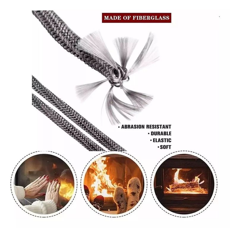 KUANGYE Cordón Fibra Vidrio Puerta 10Mm Combustion Lenta