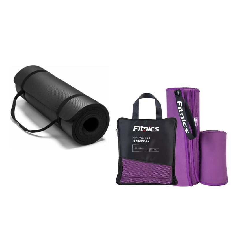 GENERICO - Toalla De Microfibra Set X2 Violet + Mat 10 Mm Yoga