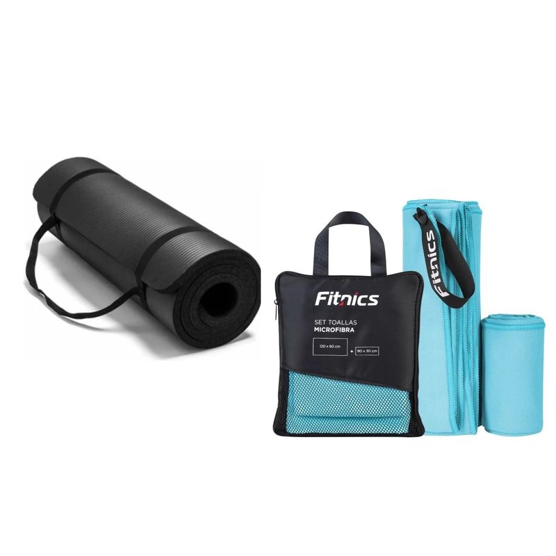 GENERICO - Toalla De Microfibra Set X2 Blue + Mat 10 Mm Yoga