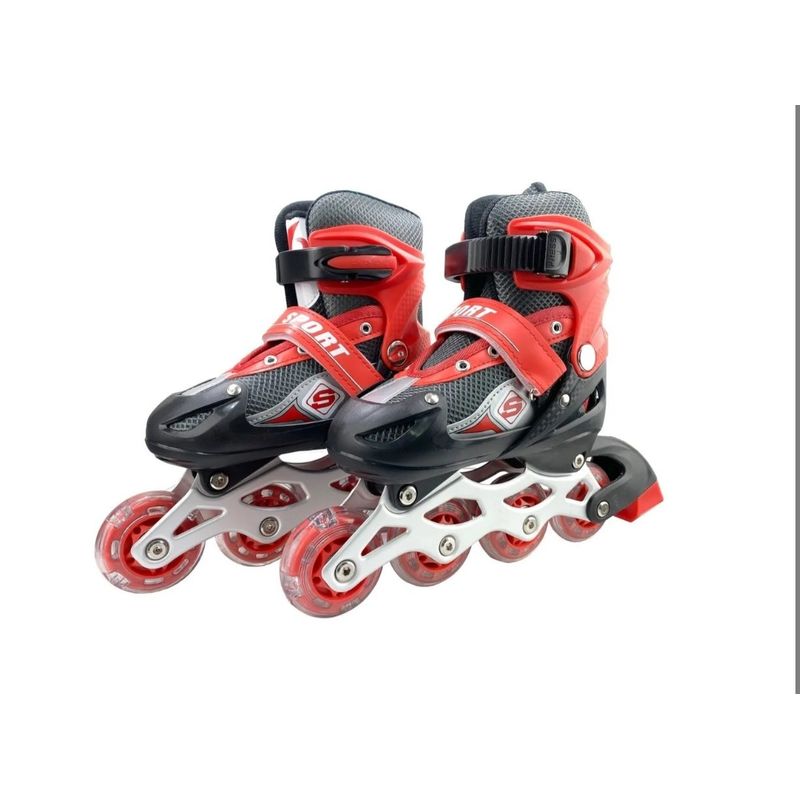 GENERICO - Patines Roller En Linea Juveniles Patín Ajustable 32-34 Red