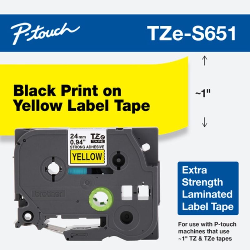 BROTHER - Cinta Brother Tzes651 Negro Sobre Amarillo 24mm X 8mts