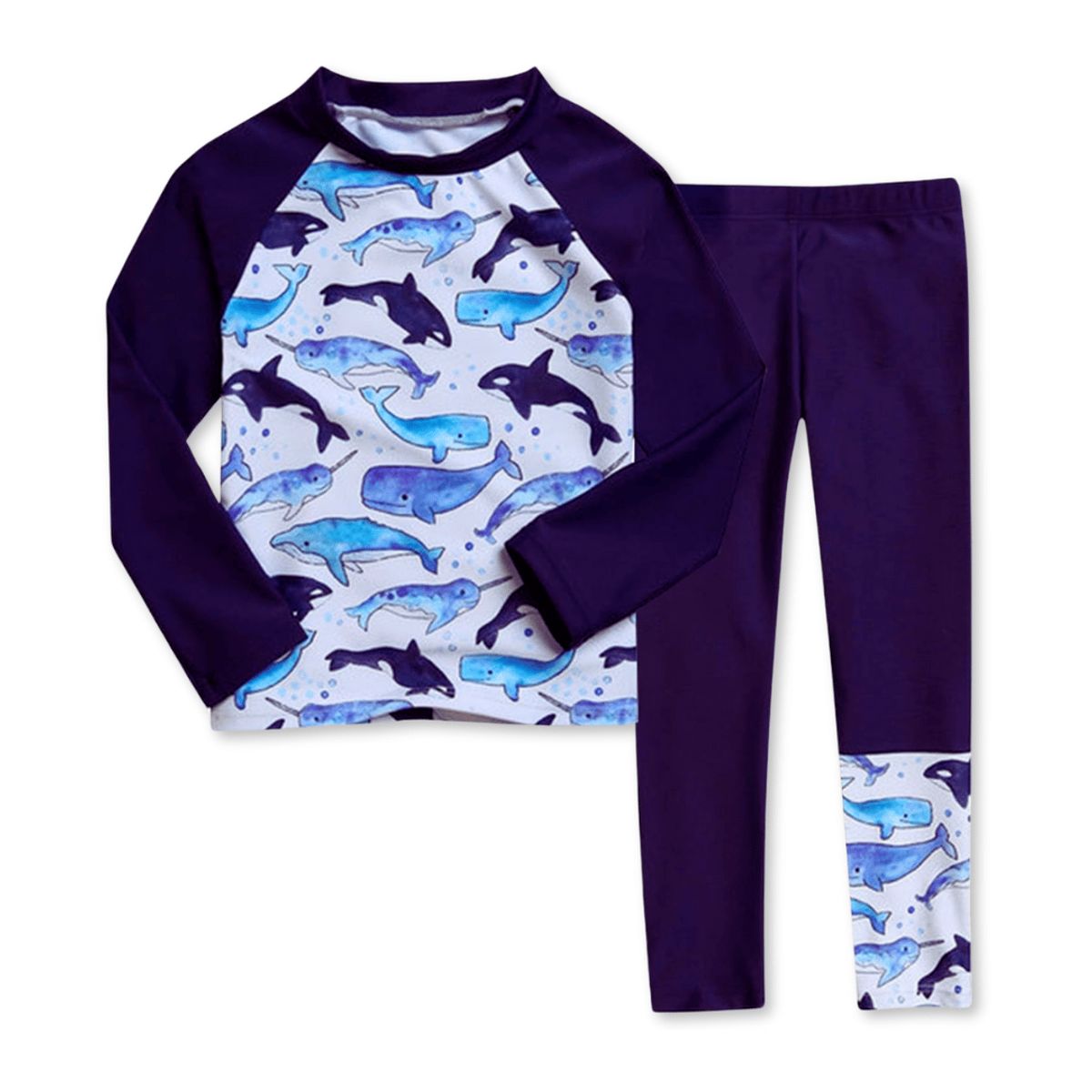 JUMP KIDS - Traje De Baño Manga Larga Niño Azul Ballena 5 a 9 años