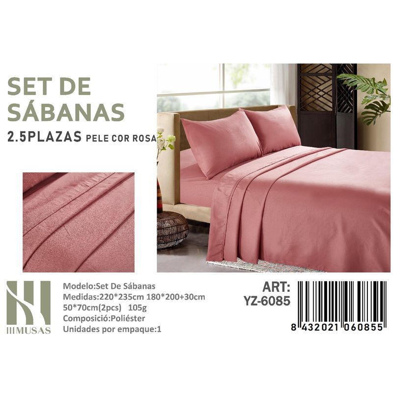 ANGELES DEL HOGAR - Set De Sabanas King Rosa  200 Hilos + 2 Funda De Almohada