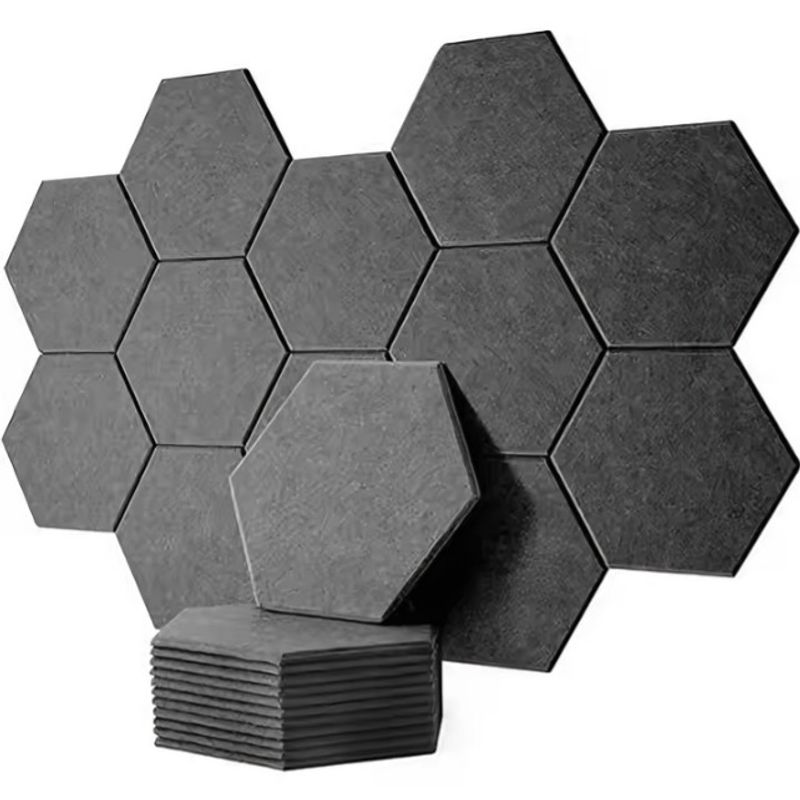 GENERICO - Panel Acústico Hexagonal Autoadhesivo Negro Grafito Pack X12 XSJ-10178
