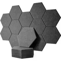 GENERICO - Panel Acústico Hexagonal Autoadhesivo Negro Grafito Pack X12 XSJ-10178