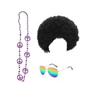 Set Disfraz Años 80 Peluca Lentes Collar