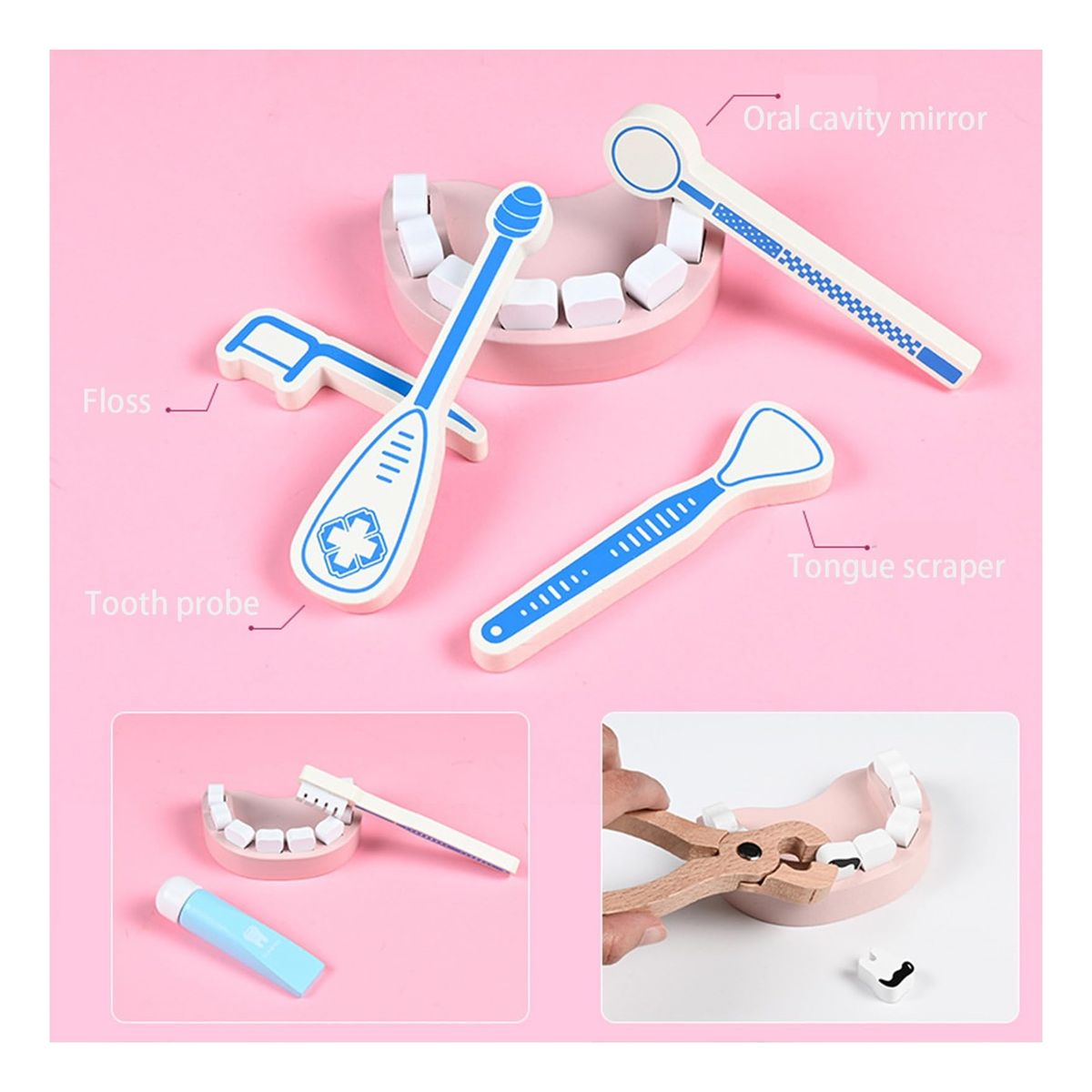 ATURE - Juguete Didáctico Kit Médico Dentista Madera Juego Niños