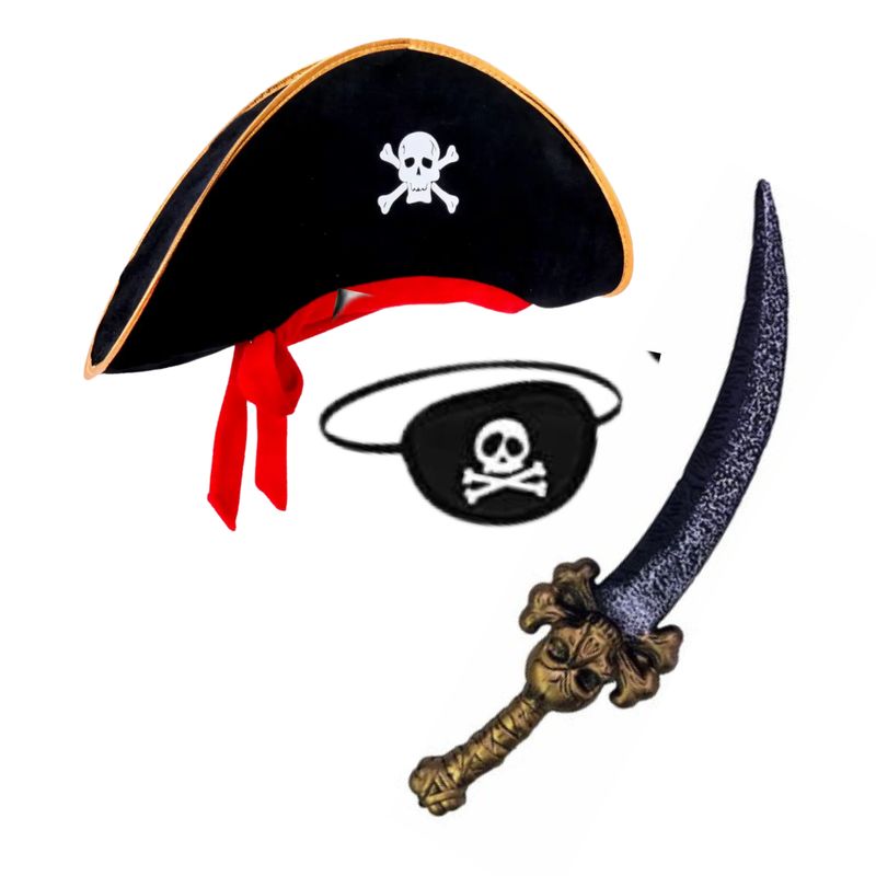 GENERICO - Set De Pirata Accesorios Disfraz Gorro Espada Y Parche