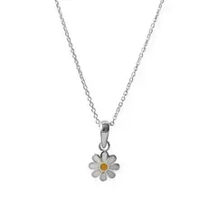 ANDREA COGGIOLA JOYAS - Collar Margarita Esmaltado Cadena Eslabón Plata Fina 925