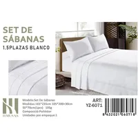 Set De Sabanas Plaza y Media Blanco 200 hilos + 1 Funda De Almohada
