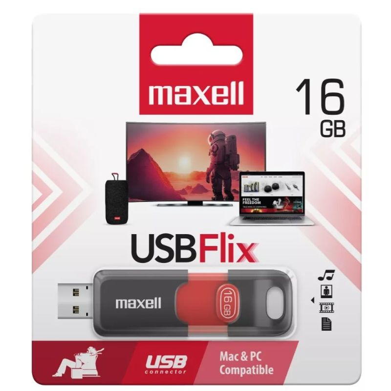 MAXELL - Pendrive Maxell Flix 16gb 2.0 rojo