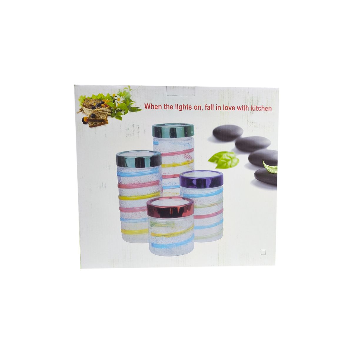 GENERICO - SET CONTENEDORES ALIMENTOS 4 PZAS METAL VIDRIO  HOMEMART