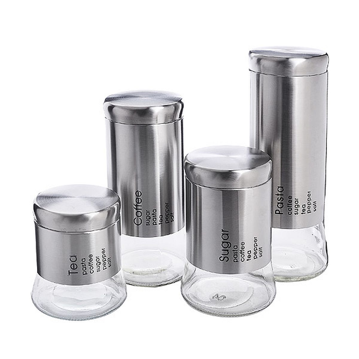GENERICO - SET CONTENEDORES ALIMENTOS 4 PZAS METAL VIDRIO  HOMEMART