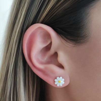 Imagen 2 del producto Aros Margarita Esmaltado Plata Fina 925