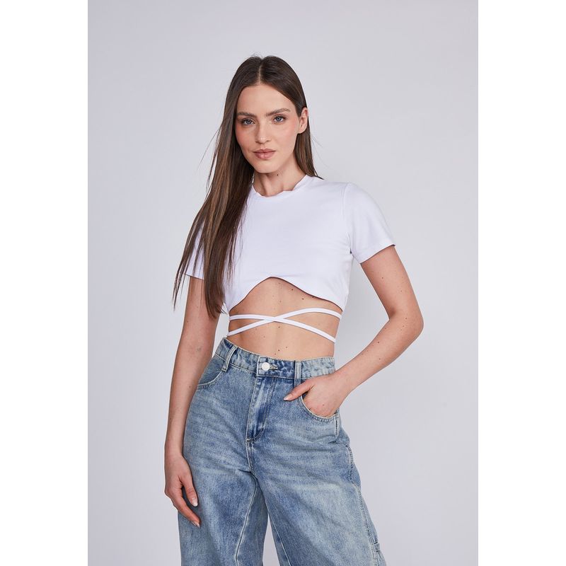 SIOUX - Polera Mujer Blanco Lazo Cintura Sioux
