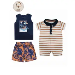 TEDMIMAK - Conjunto 3 piezas bebe pantalón polera enterito