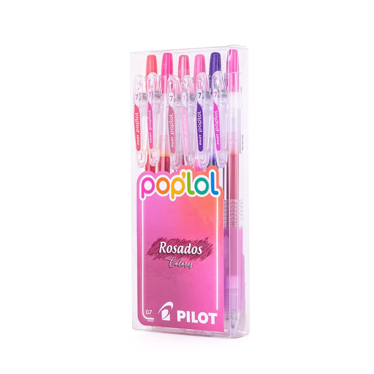 PILOT - Set 6 Lápices Gel Poplol 07mm Rosados Pilot