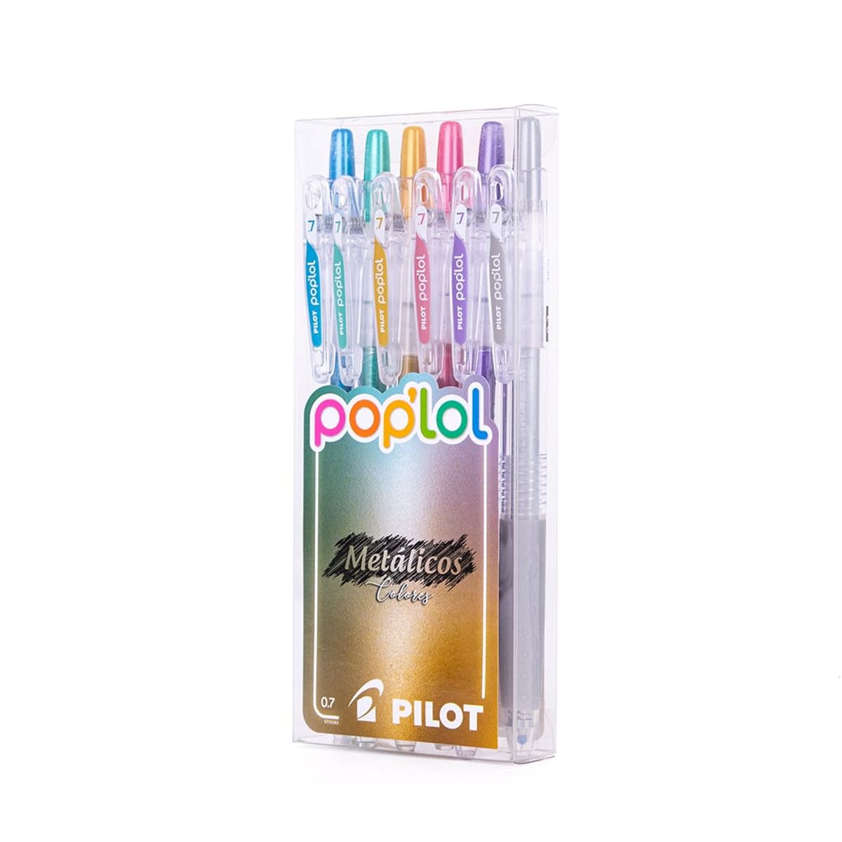 PILOT - Set 6 Lápices Gel Poplol 07mm Metalicos Pilot