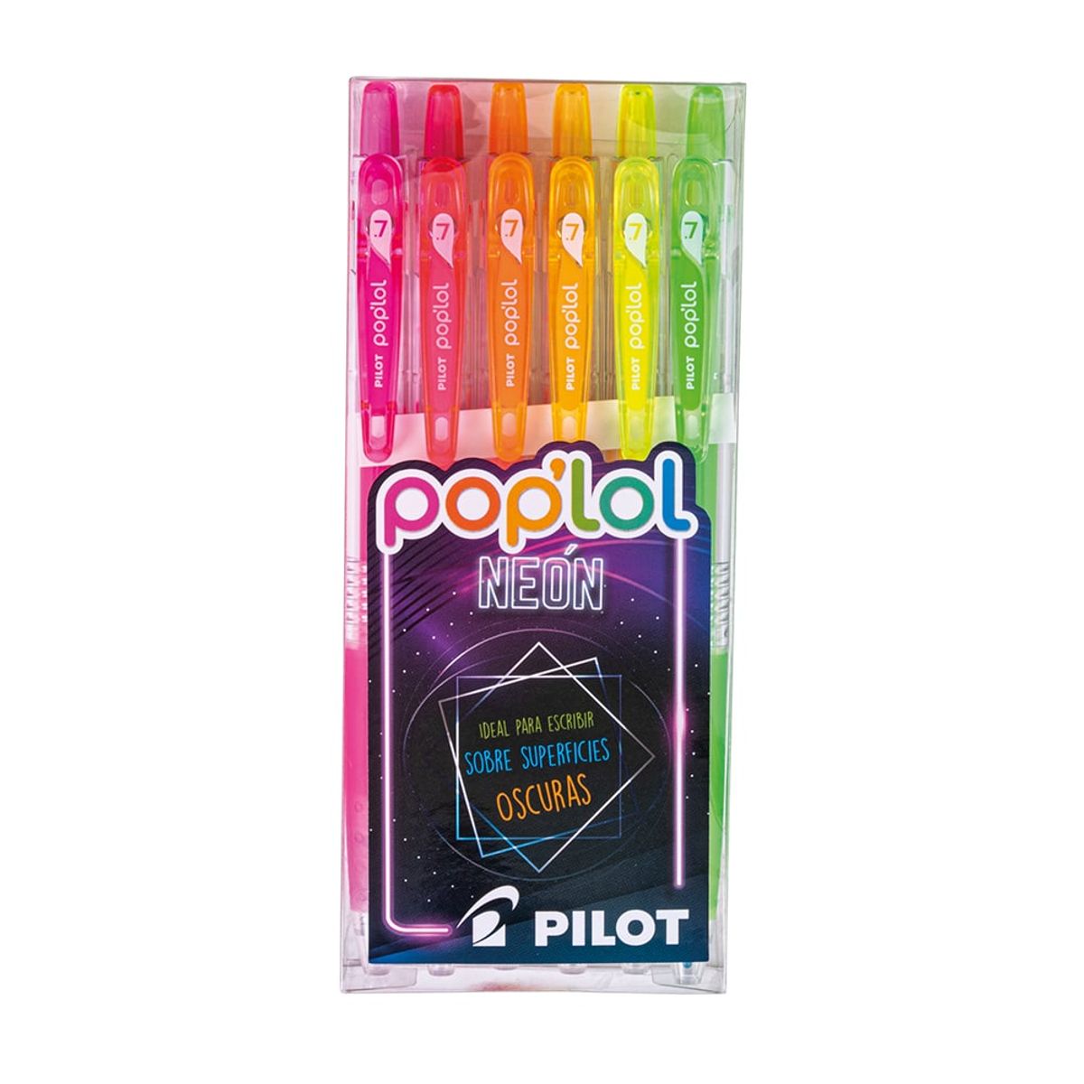 PILOT - Set 6 Lápices Gel Poplol 07mm  Neon Pilot
