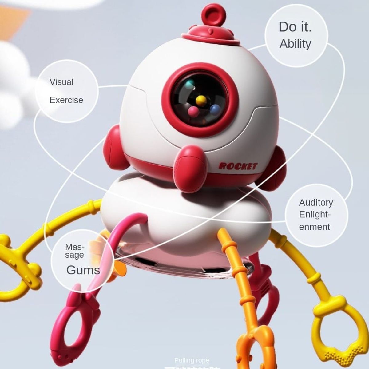 OEM - SONAJERO SENSORIAL CON VENTOSA DISEÑO COHETE ROJO