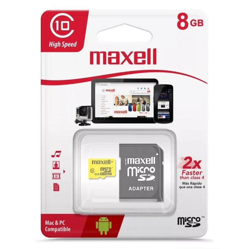 MAXELL - Tarjeta Memoria Micro Sd 8gb Clase 10 Uhs-1 Maxell