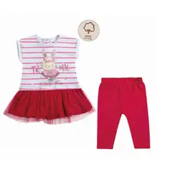 TEDMIMAK - Conjunto 3 piezas Bebe Niña Polera tutu y calzas