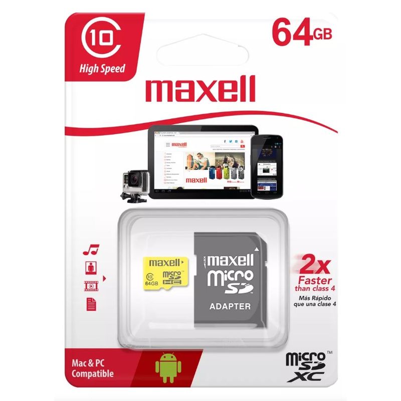 MAXELL - Tarjeta Memoria Micro Sd 64gb Clase 10 Uhs-1 Maxell