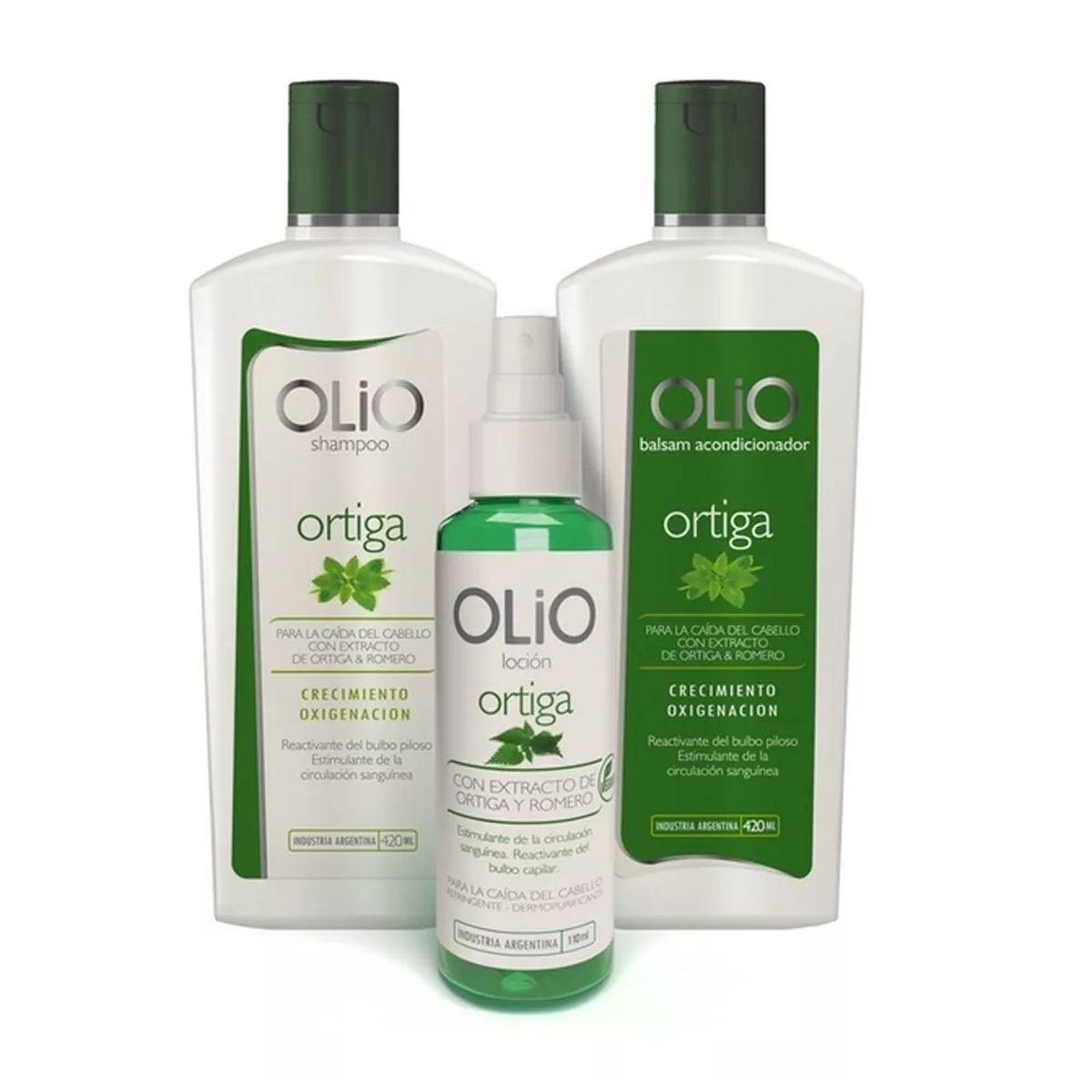 OLIO - OLIO Pack Shampoo,  Acondicionador y Locion Ortiga