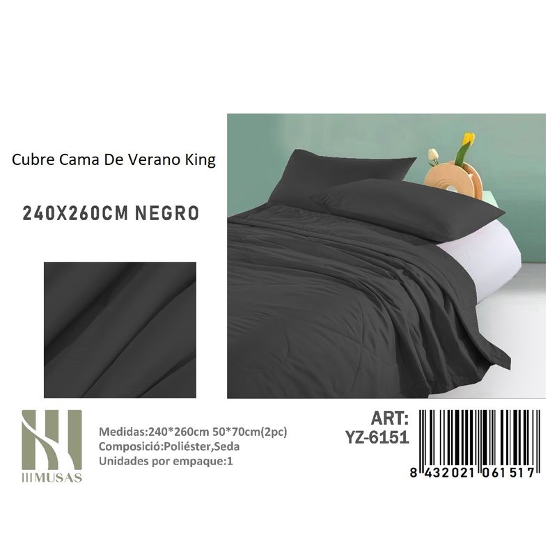 ANGELES DEL HOGAR - Cubrecama De verano Seda King MUSAS Negro