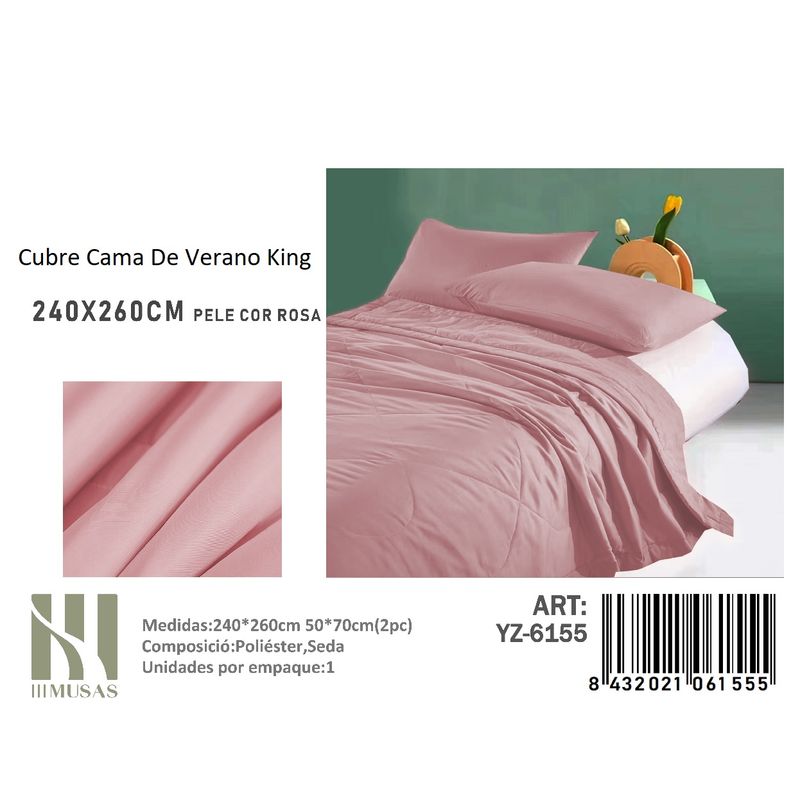ANGELES DEL HOGAR - Cubrecama De verano Seda King MUSAS Rosa