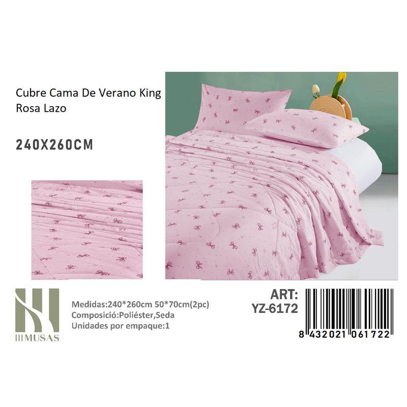 ANGELES DEL HOGAR - Cubrecama De verano Seda King MUSAS Rosa Lazo