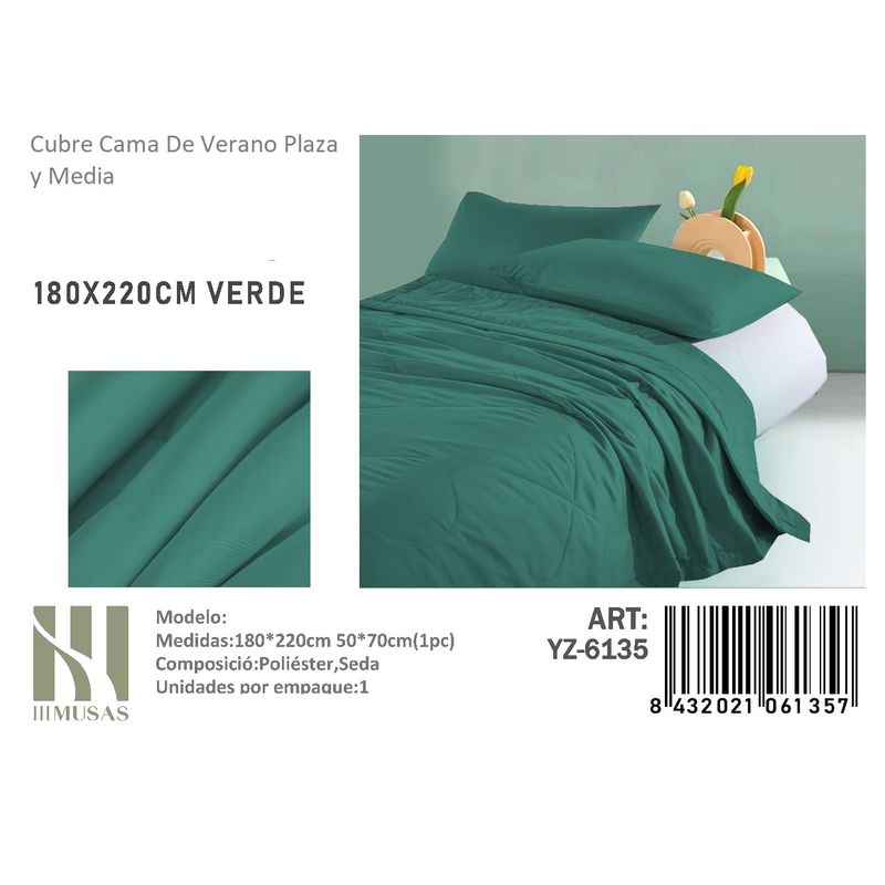 ANGELES DEL HOGAR - Plumon De verano Seda  Plaza y media MUSAS  Verde